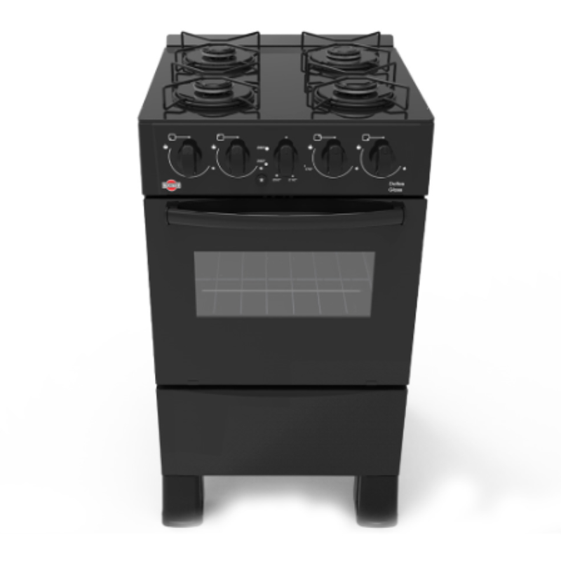 COCINA A GAS TOKYO DALLAS GLASS NEGRA 4H C/ENCENDIDO HORNO  --