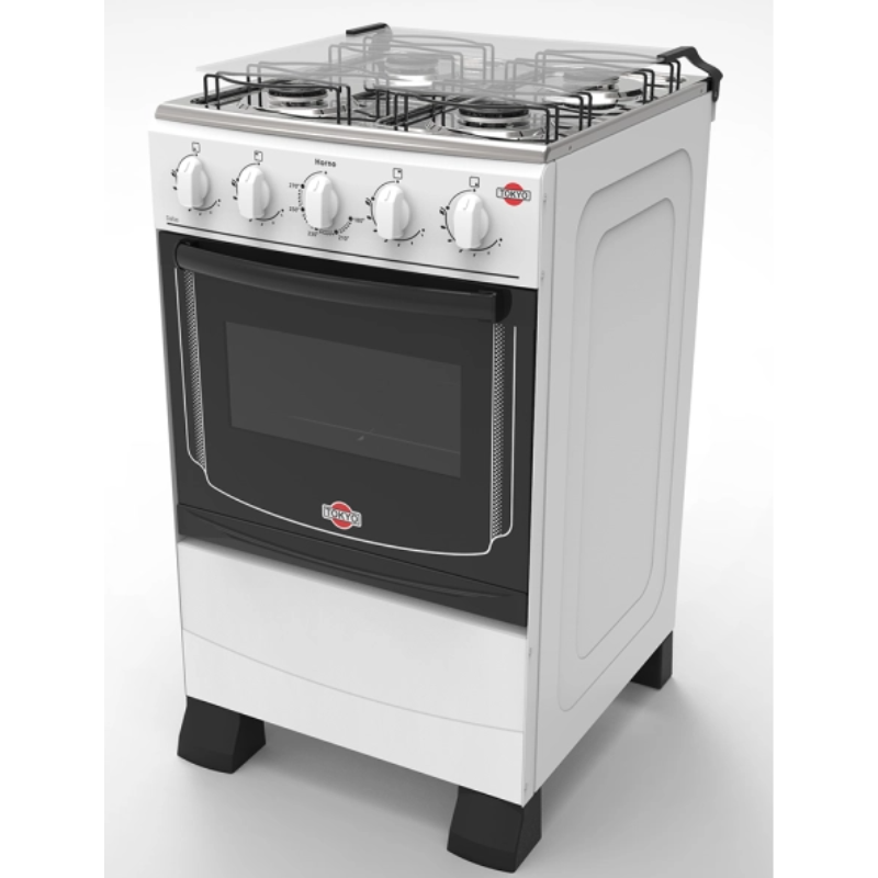 COCINA A GAS TOKYO DALLAS BLANCO 4H MESA INOX  --